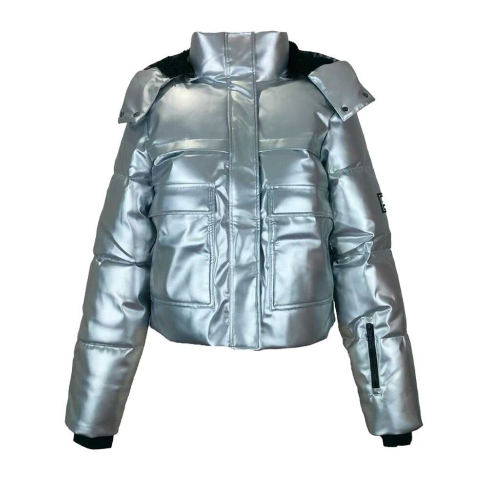 Jack Wills Womens/Ladies Cropped Puffer Jacket / Silver